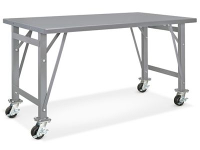 Mesa de Trabajo de Acero Inoxidable de Altura Ajustable con Repisa Inferior  - 60 x 30 H-9649 - Uline