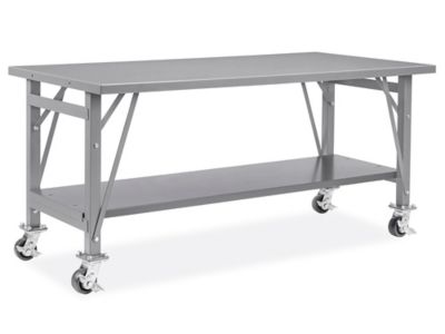 Table d'assemblage mobile en acier – 72 x 36 po, avec tablette inférieure