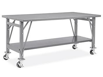 Mobile Steel Assembly Table with Bottom Shelf - 72 x 36" H-5786S