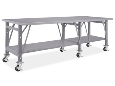 Mobile Steel Assembly Table with Bottom Shelf - 96 x 36