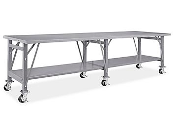 Mobile Steel Assembly Table with Bottom Shelf - 120 x 36" H-5788S