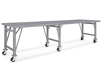 Mobile Steel Assembly Table without Bottom Shelf - 120 x 36" H-5788T