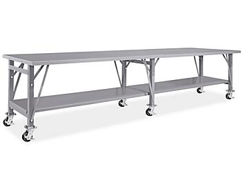 Mobile Steel Assembly Table with Bottom Shelf - 144 x 36" H-5789S