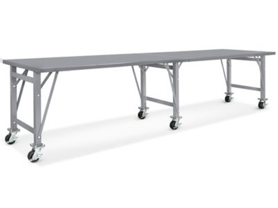 Table d'assemblage mobile en acier – 144 x 36 po, sans tablette inférieure