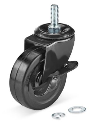 Rubber Caster for Pipe Clothing Racks - Swivel with Brake, 3 3/8 x 7/8" H-5817-LKCST