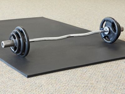  SUPERJARE Suelo de gimnasio de 0.4 pulgadas para gimnasio en  casa, 6 azulejos con parte superior de goma resistente, tapetes de goma  entrelazados, tapetes de equipo de ejercicio de entrenamiento de