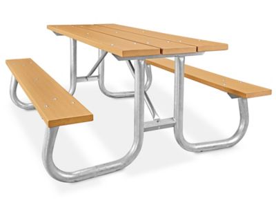 Recycled Plastic Steel Frame Picnic Table - 6', Cedar H-5870C