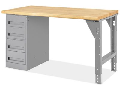 Mesa de Trabajo con Pedestal de 4 Cajones/4 Cajones - 60 x 30, Cubierta de  Madera Comprimida H-2171-WOOD - Uline