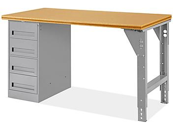 4 Drawer/1 Leg Pedestal Workbench - 60 x 30"