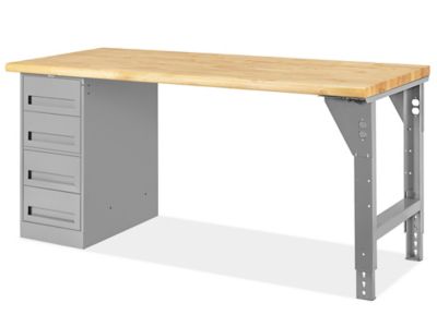 4 Drawer/1 Leg Pedestal Workbench - 72 x 30", Maple Top H-5928-MAPLE