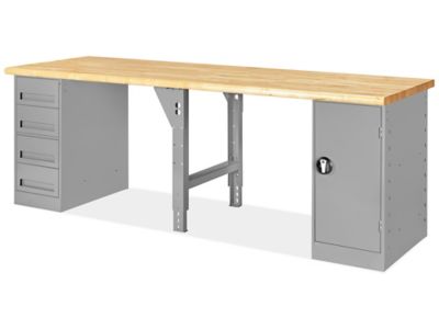 4 Drawer/1 Cabinet Pedestal Workbench - 96 x 30", Maple Top H-5929-MAPLE
