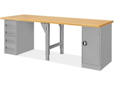 4 Drawer/1 Cabinet Pedestal Workbench - 96 x 30", Composite Wood Top H-5929-WOOD