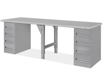 4 Drawer/4 Drawer Pedestal Workbench - 96 x 30", Laminate Top H-5930-LAM