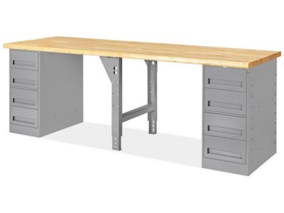 4 Drawer/4 Drawer Pedestal Workbench - 96 x 30", Maple Top H-5930-MAPLE