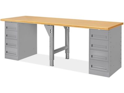 4 Drawer/4 Drawer Pedestal Workbench - 96 x 30", Composite Wood Top H-5930-WOOD