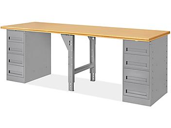 4 Drawer/4 Drawer Pedestal Workbench - 96 x 30"