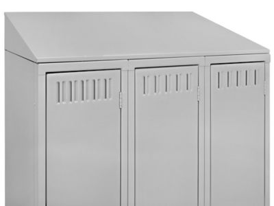Industrial Locker Sloping Top - 3 Wide, 45 x 18", Gray H-5993GR