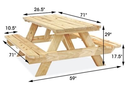 Deluxe A Frame Wooden Picnic Table 6 H 6102 Uline