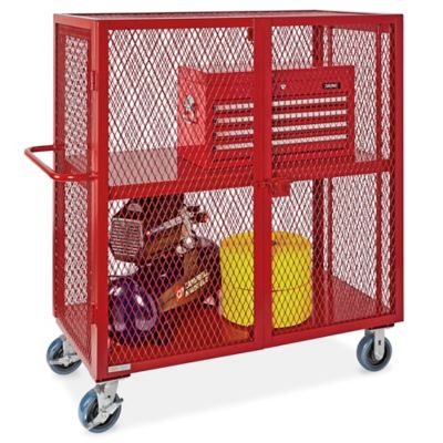 Welded Security Cart - 48 x 24 x 58", Red H-6128R
