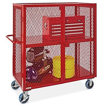 Welded Security Cart - 48 x 24 x 58", Red H-6128R