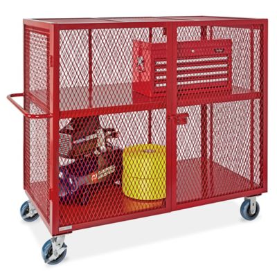 Welded Security Cart - 60 x 30 x 58", Red H-6129R