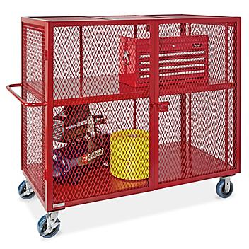 Welded Security Cart - 60 x 30 x 58", Red H-6129R