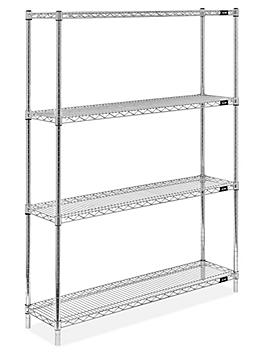 Stainless Steel Wire Shelving Unit - 48 x 12 x 63" H-6141