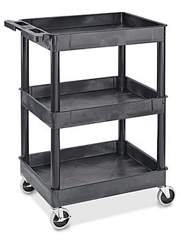 Uline 3-Shelf Utility Cart with Lipped Shelves - 28 x 19 x 39"