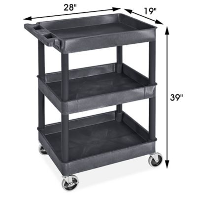 Uline 3-Shelf Utility Cart with Lipped Shelves - 28 x 19 x 39