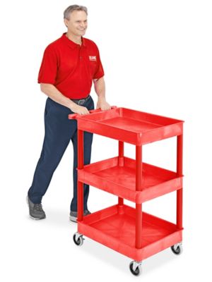 Costway 3-Tier Utility Cart Metal Storage Service Trolley 330lbs Capacity  Red