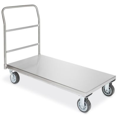 Carro plataforma para cajas 57x97x103 cm, en acero inox. 6 ruedas