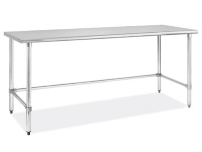  Mesa de trabajo con marco I de aluminio con tapa de acero  inoxidable. Tamaño: 34 H x 72 W x 30 D : Productos de Oficina