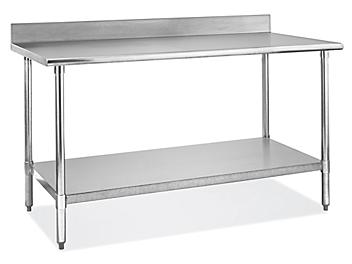 Standard Stainless Steel Worktable with Backsplash and Bottom Shelf - 60 x 30" H-6260