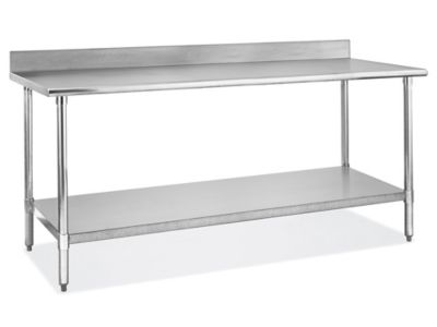  Mesa de trabajo con marco I de aluminio con tapa de acero  inoxidable. Tamaño: 34 H x 72 W x 30 D : Productos de Oficina