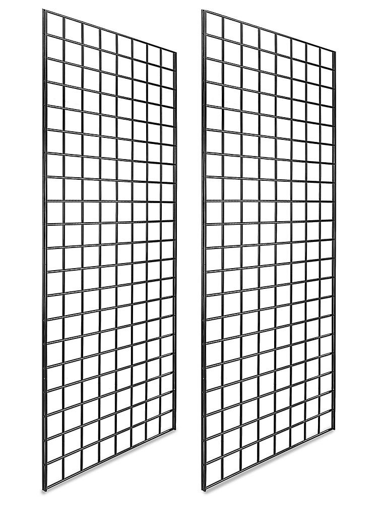 Set of 2 Gridwall Panels 2' x 5' Grid Wall Display Black Panel Steel Powder Coat 