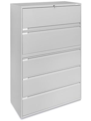 Office Black and Light Gray Lateral File Cabinet with Drawers and Shel