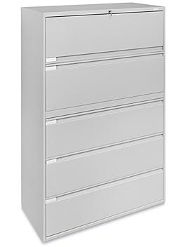 Lateral File Cabinet - 42" Wide, 5 Drawer, Light Gray H-6396GR
