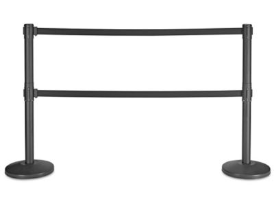 Uline Black Crowd Control Posts with Dual Belts - Black 11