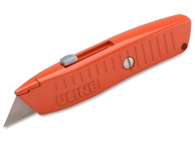 RW Base Yellow Utility Knife / Box Cutter - Anti-Slip Handle - 6 1/2 inch - 4 Count Box