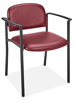 Vinyl Stackable Chair with Armrests - Burgundy H-6523BU
