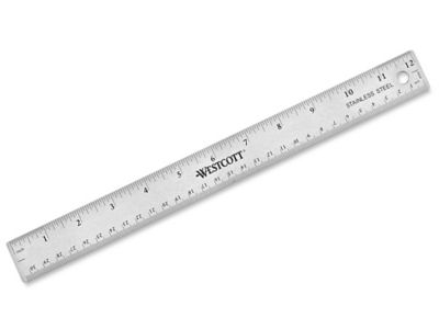 12 Inch Stainless Steel Ruler W/Non Skid Back