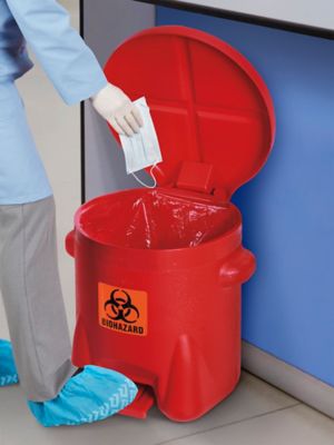 Biohazard Step-On Waste Can - 10 Gallon H-6566