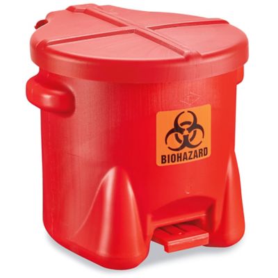 Biohazard Step-On Waste Can - 10 Gallon H-6566 - Uline