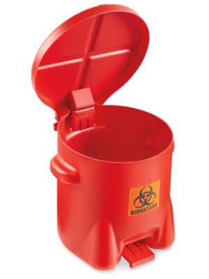 Biohazard Step-On Waste Can - 10 Gallon H-6566 - ULINE