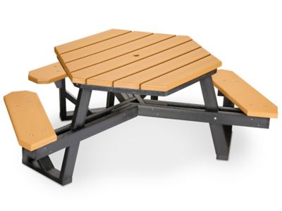  Table de pique-nique approuvée par l'ADA en plastique recyclé – Hexagonal, 46 po