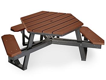 ADA Hex Recycled Plastic Picnic Table - 46", Brown H-6575BR