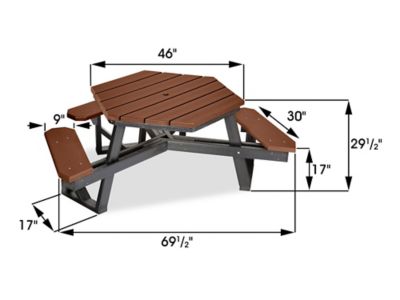 ADA Hex Recycled Plastic Picnic Table - 46