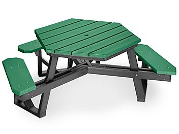 ADA Hex Recycled Plastic Picnic Table - 46", Green H-6575G