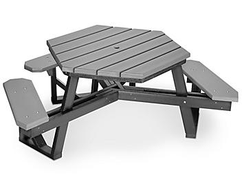 ADA Hex Recycled Plastic Picnic Table - 46", Gray H-6575GR