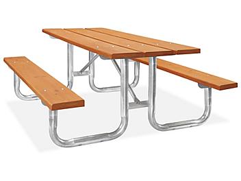 Wood Steel Frame Stained Picnic Table - 6' H-6578